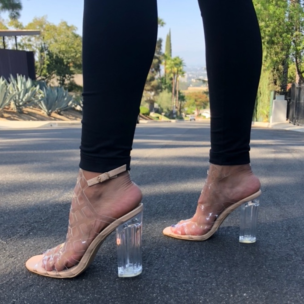 Clear Heel Strappy Crystal Heels Transparent Strap - Picture 4 of 8